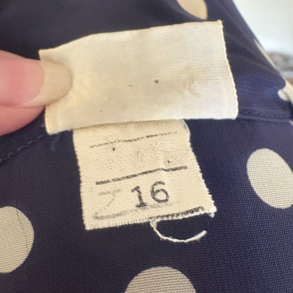 Navy Blue and White Polka Dot Shirtwaist Dress - Picture 10 of 11